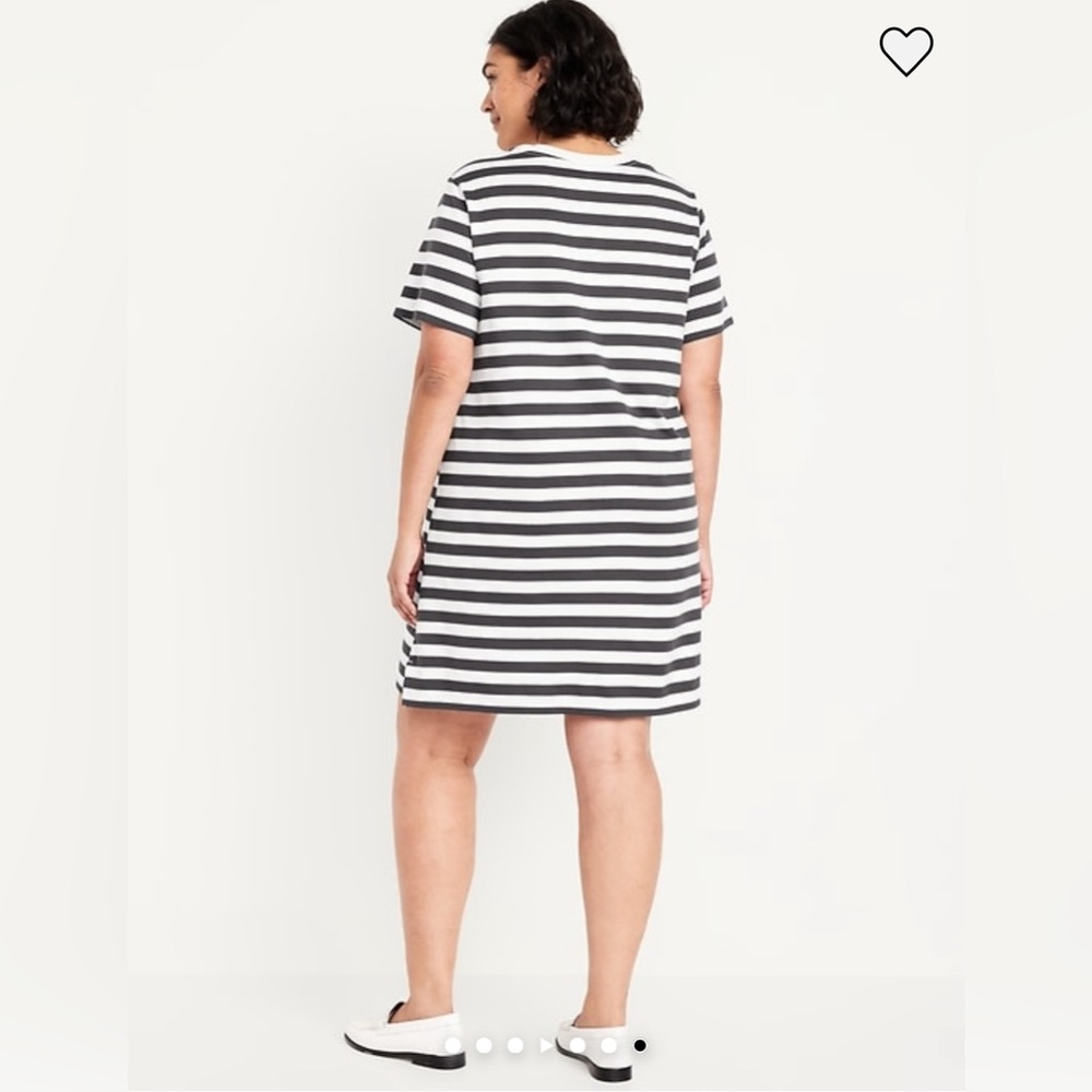 Old Navy VTG crew neck mini t-shirt dress Charcoal & White Striped SZ 2X NWT - Picture 4 of 12